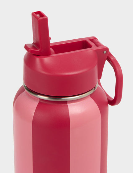 Sweaty Betty Keep It Chill Straw Water Bottle 950ml - Melrose Pink/Crimson Red Stripeimages3- The Sports Edit