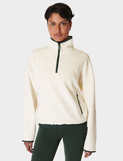 Sweaty Betty Mallow Half Zip Pullover - Studio White/Trek Greenimage1- The Sports Edit