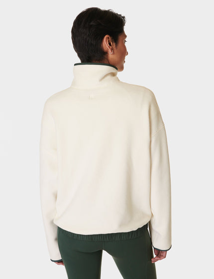 Sweaty Betty Mallow Half Zip Pullover - Studio White/Trek Greenimage2- The Sports Edit