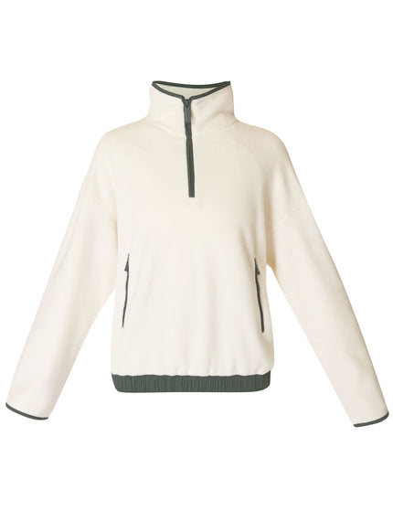 Sweaty Betty Mallow Half Zip Pullover - Studio White/Trek Greenimage8- The Sports Edit