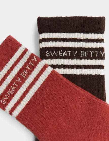 Sweaty Betty Mid Length Ankle Gripper Socks 2 pack - Sable Brownimage2- The Sports Edit