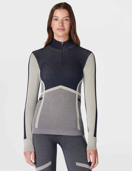 Sweaty Betty Modal Chevron Half Zip Base Layer Top - Navy Blueimage1- The Sports Edit