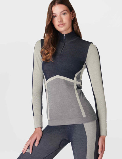 Sweaty Betty Modal Chevron Half Zip Base Layer Top - Navy Blueimage3- The Sports Edit