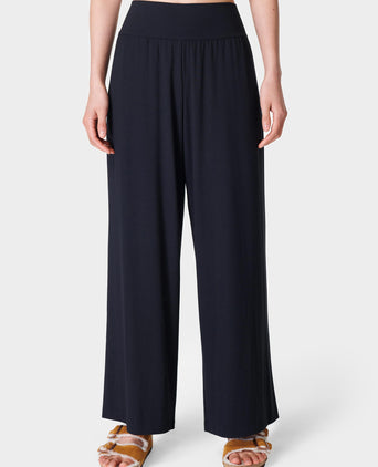 Modal Wide Leg Trousers - Black