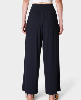 Modal Wide Leg Trousers - Black