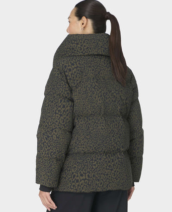 Nimbus Cloud Short Puffer - Large Green Leopard Print