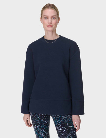 Sweaty Betty Peaceful Ribbed Sweatshirt - Navy Blueimage1- The Sports Edit