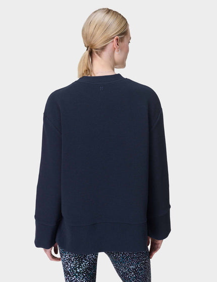 Sweaty Betty Peaceful Ribbed Sweatshirt - Navy Blueimage2- The Sports Edit