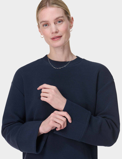 Sweaty Betty Peaceful Ribbed Sweatshirt - Navy Blueimage3- The Sports Edit