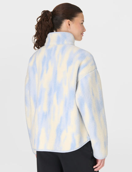Sweaty Betty Plush Half Zip Fleece - Blue Waterfall Texture Printimages2- The Sports Edit