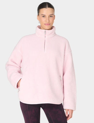 Plush Half Zip Fleece - Frost Pink