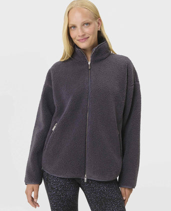 Plush Textured Zip Up Fleece - Nebula Blue