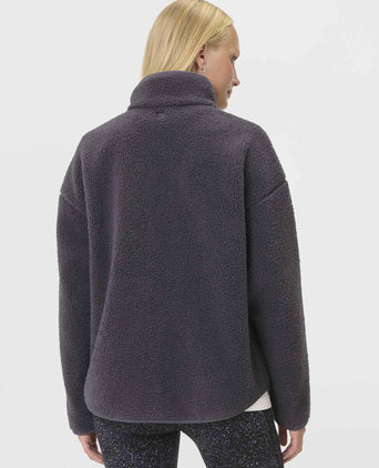 Plush Textured Zip Up Fleece - Nebula Blue