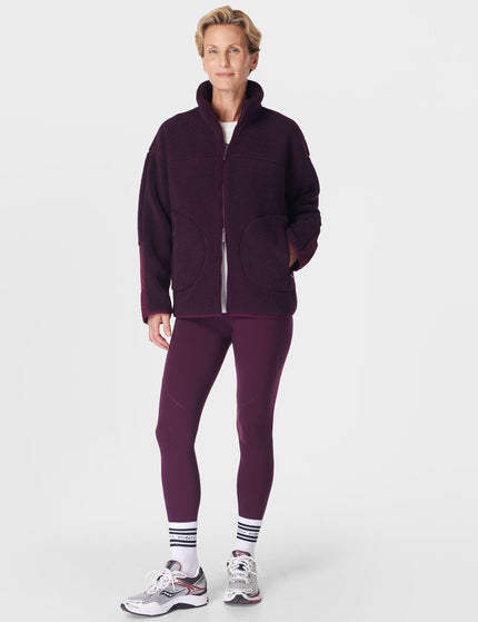 Sweaty Betty Plush Textured Zip Up - Midnight Cherry Purpleimage7- The Sports Edit