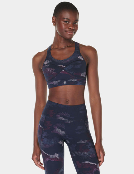 Sweaty Betty Power Medium Support Sports Bra - Blue Spray Camo Printimage1- The Sports Edit