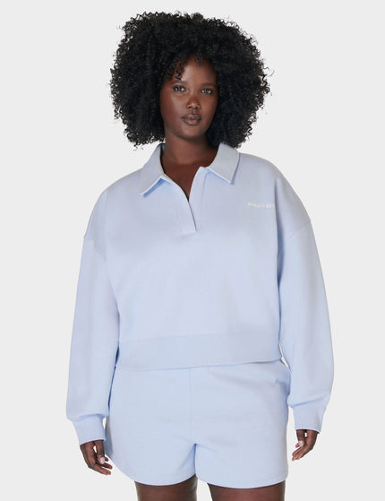 Sweaty Betty Powerhouse Collared Sweatshirt - Salt Blueimage1- The Sports Edit