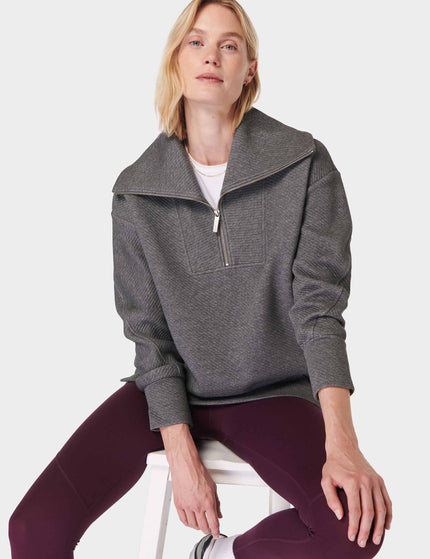 Sweaty Betty Radiant Half Zip Sweatshirt - Charcoal Grey Marlimage5- The Sports Edit