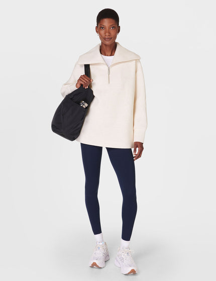 Sweaty Betty Radiant Half Zip Sweatshirt - Oatmeal Marlimage6- The Sports Edit