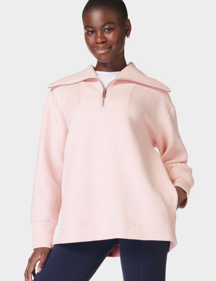 Sweaty Betty Radiant Half Zip Sweatshirt - Neutral Pinkimage3- The Sports Edit