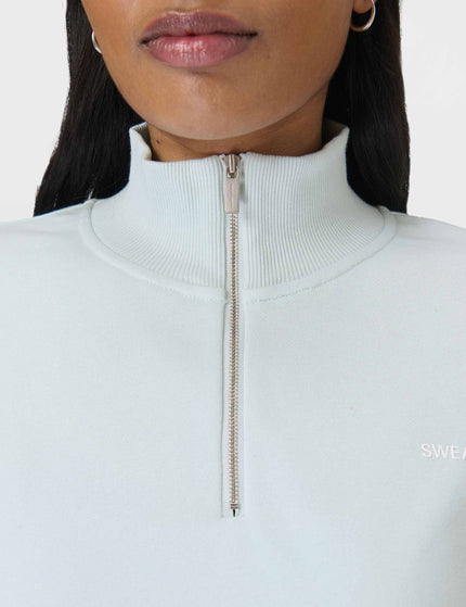 Sweaty Betty Revive Crop Half Zip - Day Break Blue Lily Whiteimage3- The Sports Edit