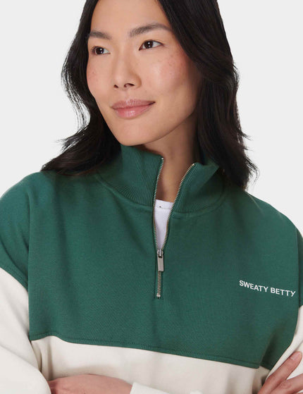 Sweaty Betty Revive Crop Half Zip - Glade Green Colour Blockimage3- The Sports Edit