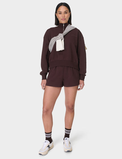 Sweaty Betty Revive Crop Half Zip - Sable Brownimage5- The Sports Edit