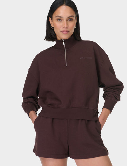 Sweaty Betty Revive Crop Half Zip - Sable Brownimage4- The Sports Edit