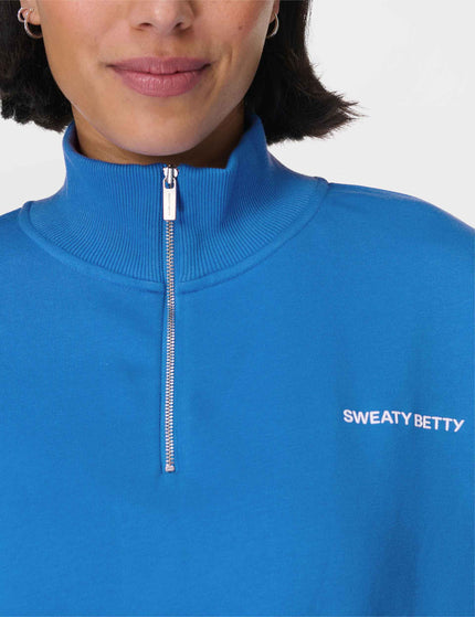 Sweaty Betty Revive Crop Half Zip - Tidal Blueimage3- The Sports Edit