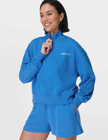 Sweaty Betty Revive Crop Half Zip - Tidal Blueimage4- The Sports Edit