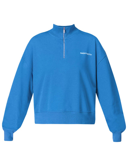 Sweaty Betty Revive Crop Half Zip - Tidal Blueimage6- The Sports Edit