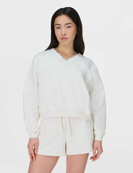 Sweaty Betty Revive Crop V-Neck Sweatshirt - Lily Whiteimage1- The Sports Edit