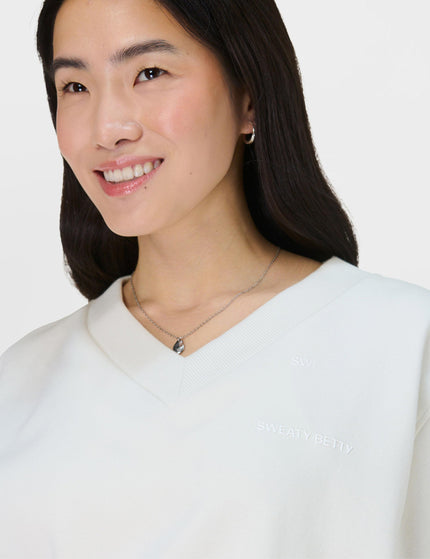 Sweaty Betty Revive Crop V-Neck Sweatshirt - Lily Whiteimage3- The Sports Edit