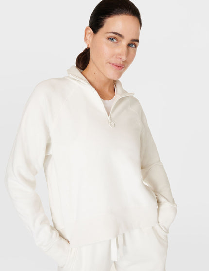 Sweaty Betty Revive Rib Half Zip Pullover - Lily Whiteimage3- The Sports Edit