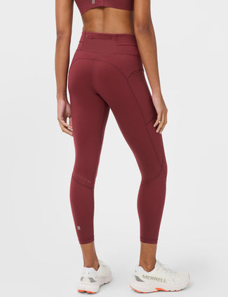 Runner's High Power 7/8 Leggings - Merlot Red