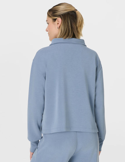 Sweaty Betty Sand Wash Half Zip Crop Sweatshirt - Luxe Blueimages2- The Sports Edit