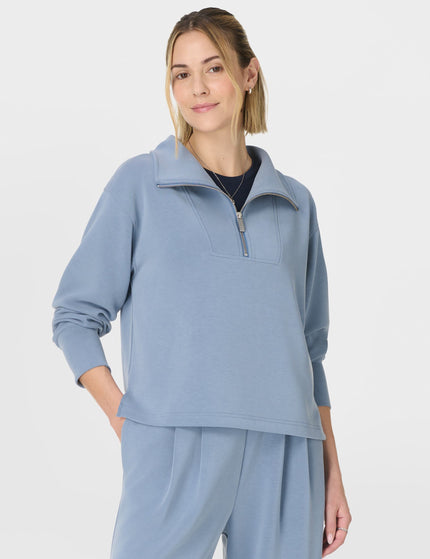 Sweaty Betty Sand Wash Half Zip Crop Sweatshirt - Luxe Blueimages5- The Sports Edit