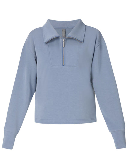 Sweaty Betty Sand Wash Half Zip Crop Sweatshirt - Luxe Blueimages6- The Sports Edit
