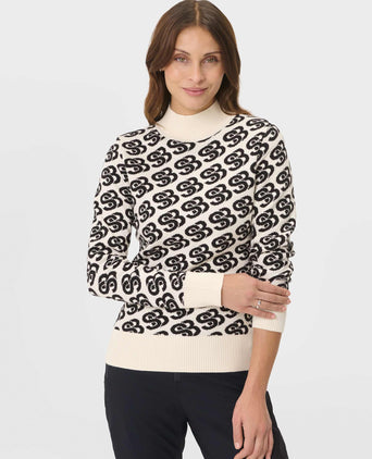 SB High Neck Ski Midlayer - White SB Jacquard