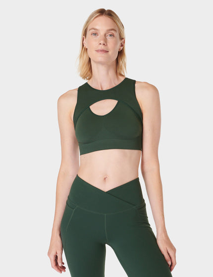 Sweaty Betty Seamless Plunge Sports Bra - Trek Greenimage1- The Sports Edit