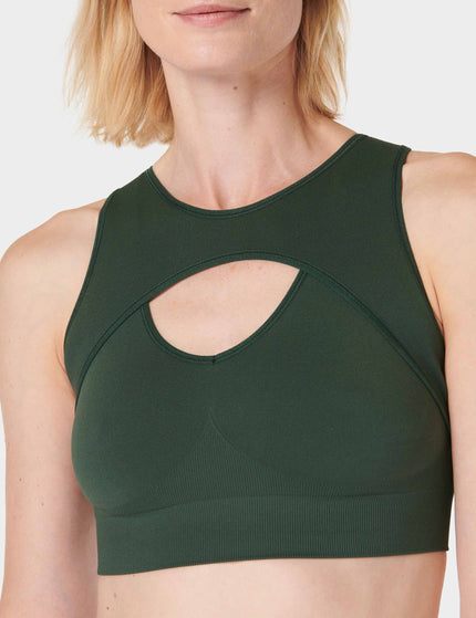 Sweaty Betty Seamless Plunge Sports Bra - Trek Greenimage3- The Sports Edit