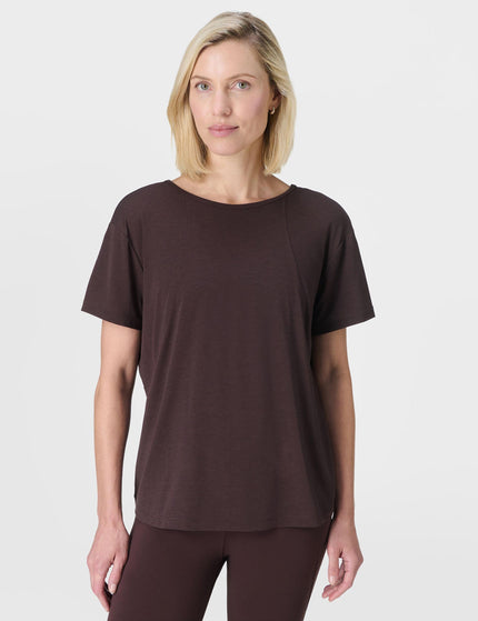 Sweaty Betty Soft Flow Strappy Back Boxy Tee - Sable Brownimage2- The Sports Edit
