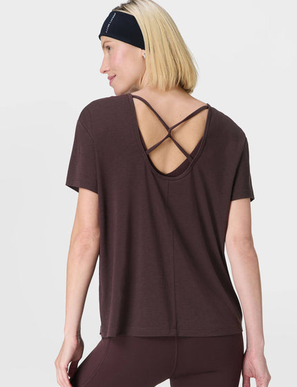 Sweaty Betty Soft Flow Strappy Back Boxy Tee - Sable Brownimage5- The Sports Edit
