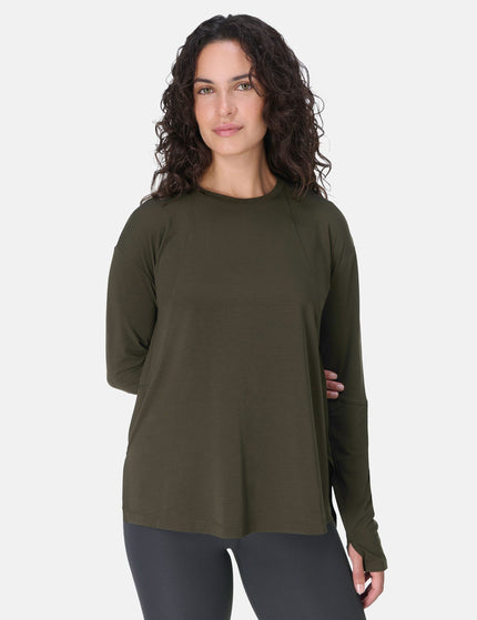 Sweaty Betty Soft Flow Studio Long Sleeve Top - Nori Greenimage1- The Sports Edit
