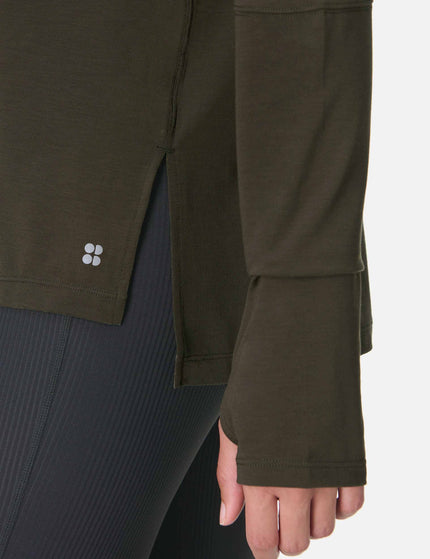 Sweaty Betty Soft Flow Studio Long Sleeve Top - Nori Greenimage4- The Sports Edit