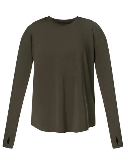 Sweaty Betty Soft Flow Studio Long Sleeve Top - Nori Greenimage8- The Sports Edit