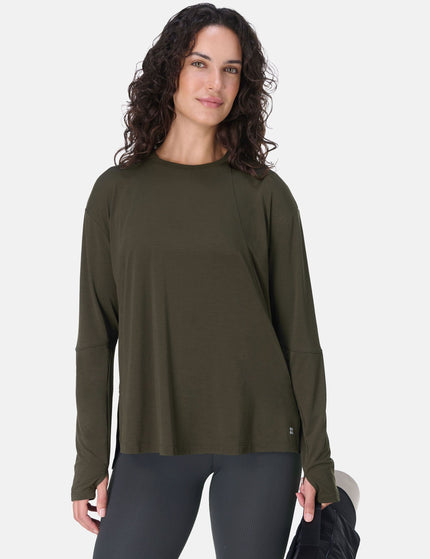 Sweaty Betty Soft Flow Studio Long Sleeve Top - Nori Greenimage5- The Sports Edit
