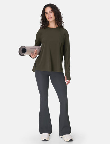 Sweaty Betty Soft Flow Studio Long Sleeve Top - Nori Greenimage6- The Sports Edit
