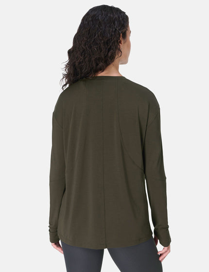 Sweaty Betty Soft Flow Studio Long Sleeve Top - Nori Greenimage2- The Sports Edit