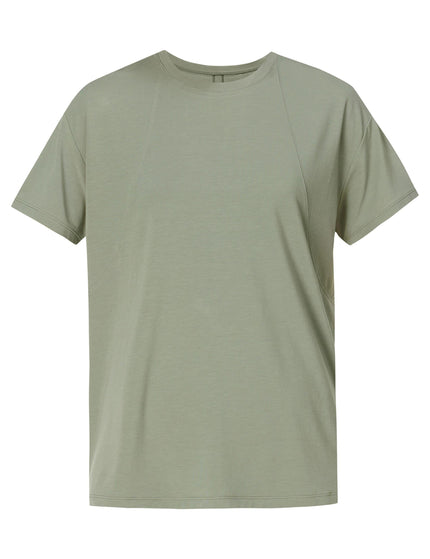 Sweaty Betty Soft Flow Studio Wrap Back T-Shirt - Willow Greenimage6- The Sports Edit