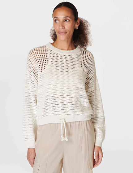 Sweaty Betty Tides High Open Weave Jumper - Lily Whiteimage1- The Sports Edit